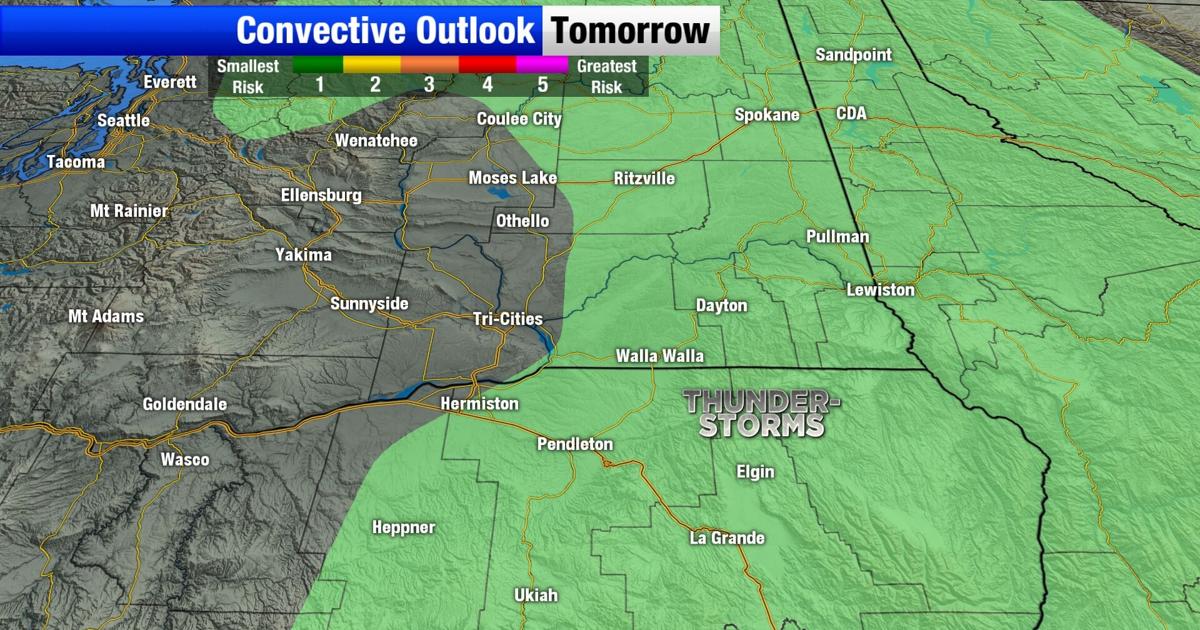Chart displays convective outlooks with storm risks and warnings indicated by different colors and symbols clearly shown always.