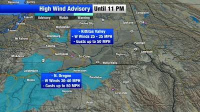 Wind Advisories for areas of Eastern Washington and Oregon