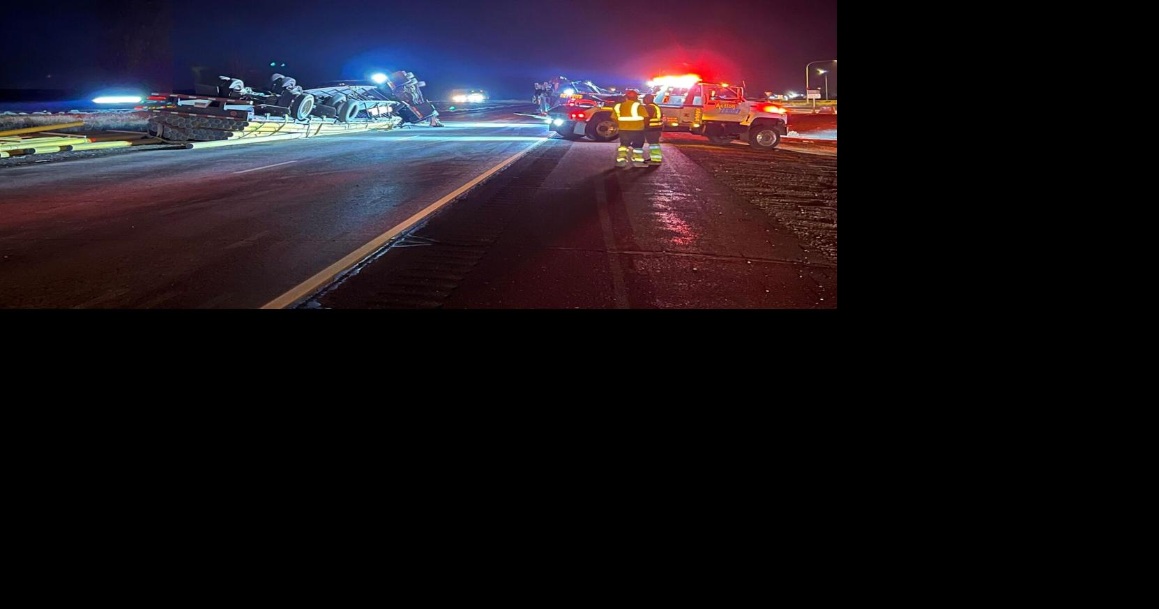 UPDATE road open after semi overturns on I82 near Prosser Traffic
