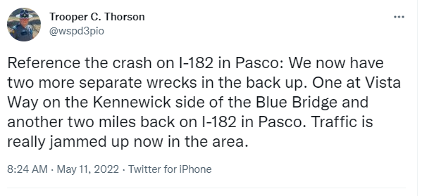 Additional crashes on I-82
