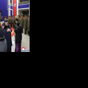 A picture released by North Korea's official Korean Central News Agency (KCNA) showing North Korean leader Kim Jong Un meeting with relatives of fallen North Korean soldiers, killed during their overseas deployment in Russia's Kursk region