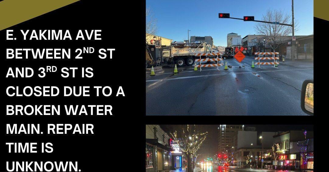 Section of East Yakima Avenue closed due to water main break