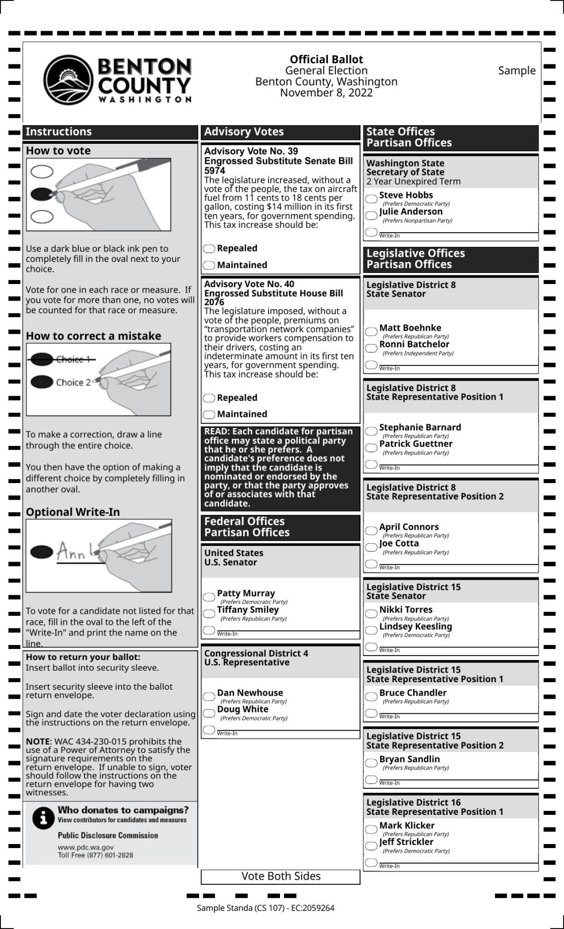 Sample Benton County Ballot