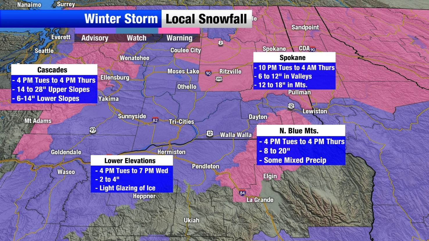 Snow is coming home with you for the evening commute in the Columbia