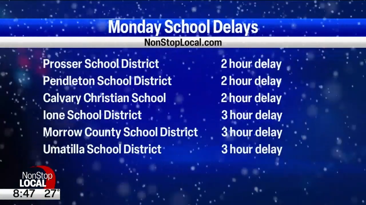 NonStop Local Weather Alert: School closures and delays for Monday December  5 | News | nbcrightnow.com