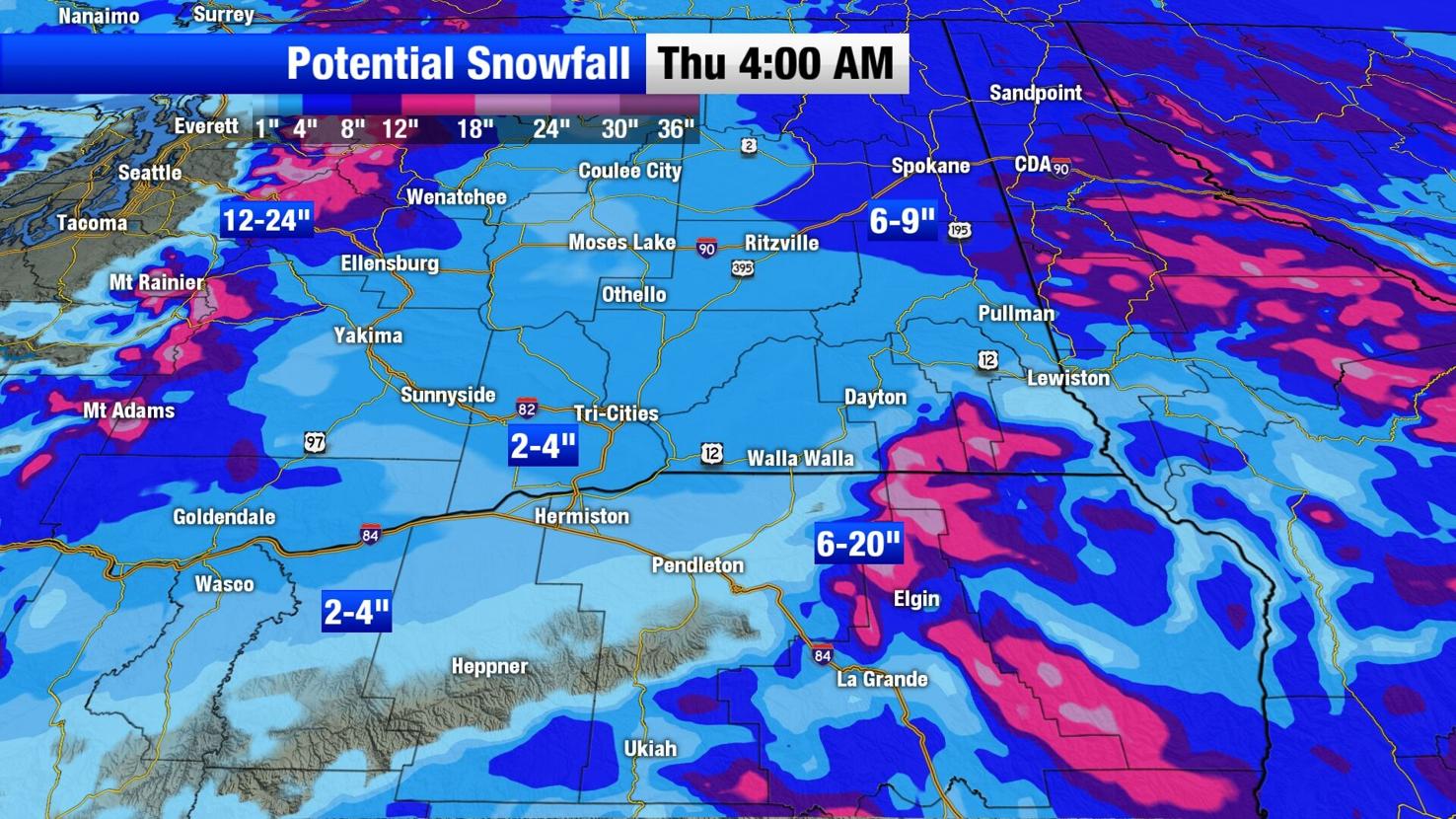 Snow is coming home with you for the evening commute in the Columbia