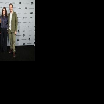 Syrian refugee Isra’a (L) stands alongside directors Itab Azzam and Jack MacInnes at the "One In A Million" premiere during the 2026 Sundance Film Festival