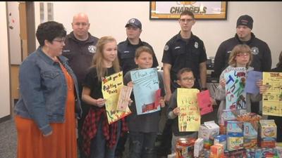 Leona Libby Middle School students donate supplies to firefighters