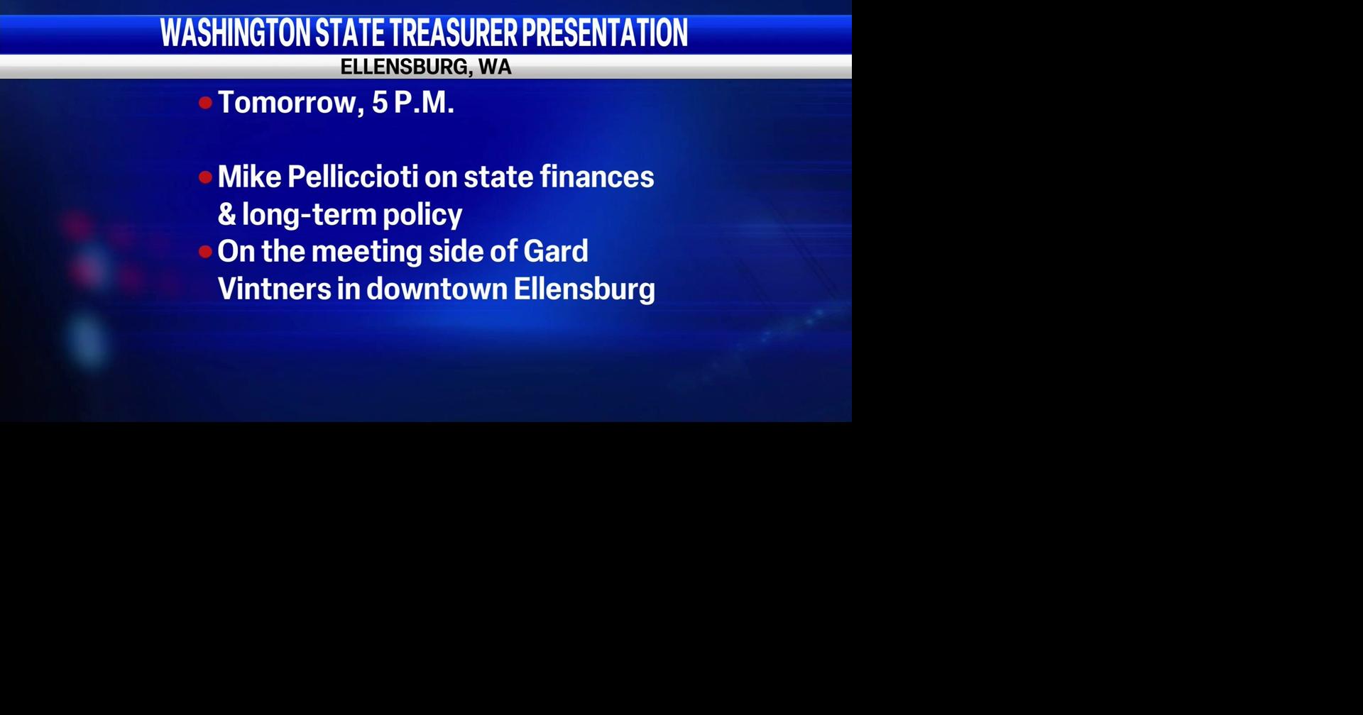 Washington State Treasurer to speak in Ellensburg on finances