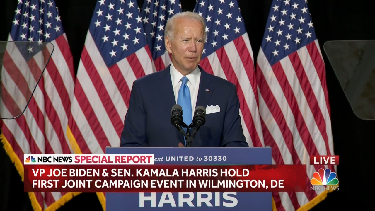 Watch Joe Biden And Kamala Harris Make Their First Joint Campaign Appearance Elections Nbcrightnow Com
