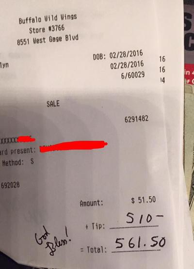 Kennewick Buffalo Wild Wings Server Gets 500 Tip Archives Nbcrightnow Com