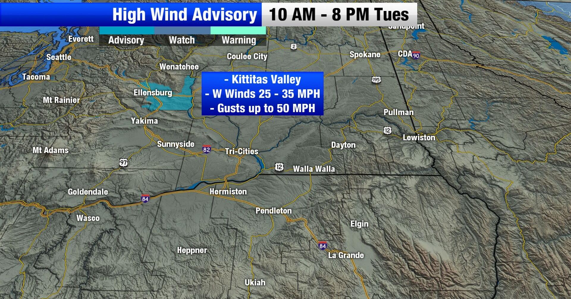 Dry and breezy to start the week with winds picking up in the Kittitas Valley - Vimarsana News