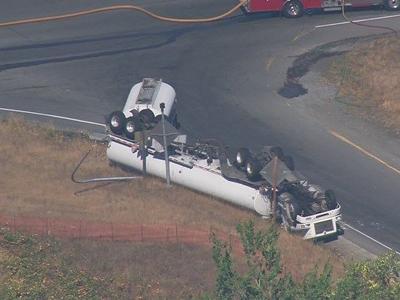 Tanker truck rolls and spills fuel near Port of Tacoma | Archives ...