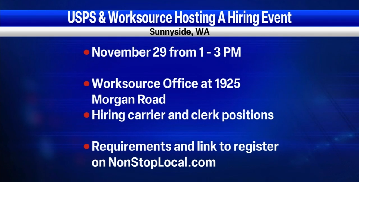 WorkSource hosting Postal Service hiring event in Sunnyside on Nov. 29