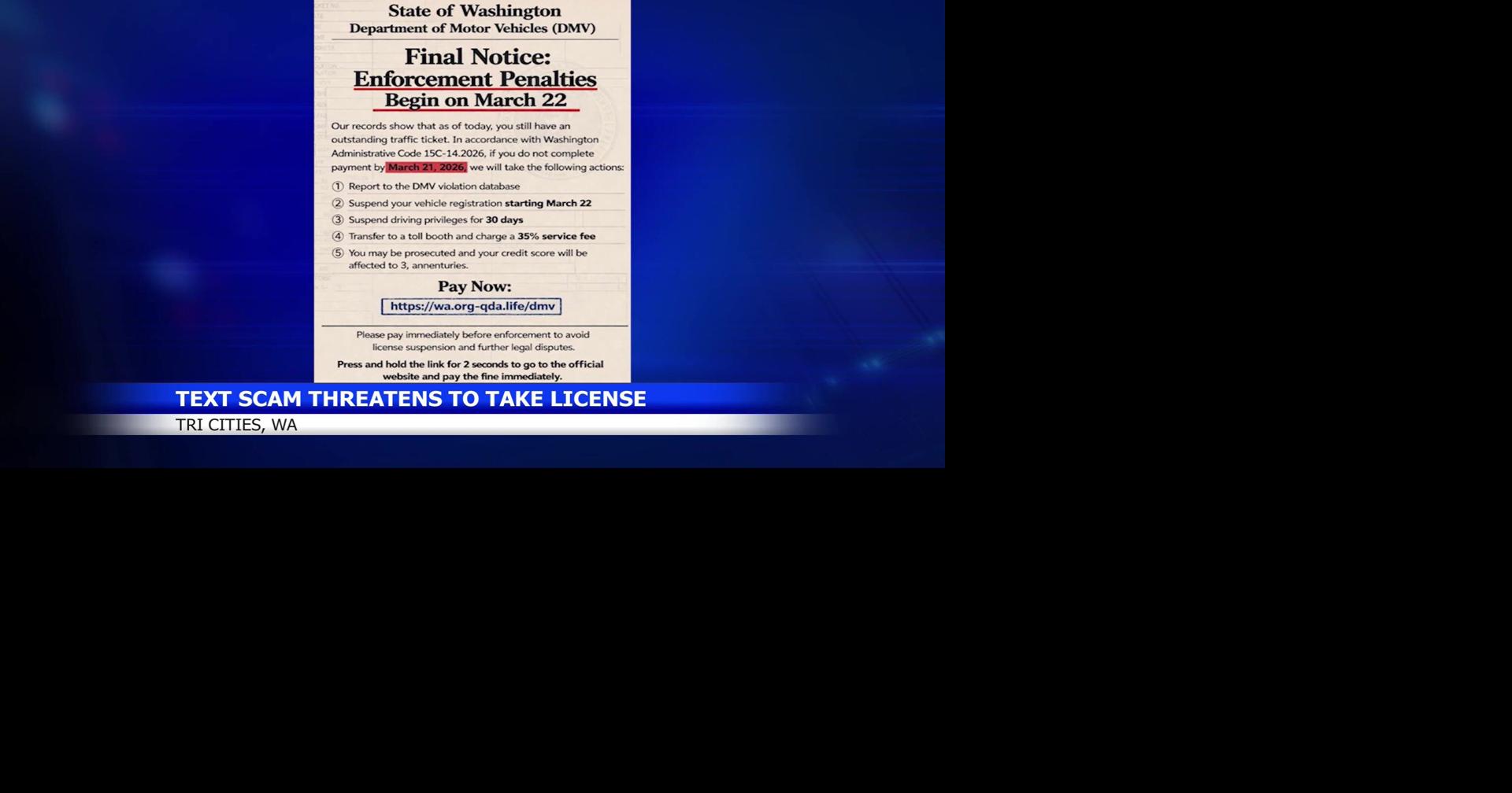 Benton County warns of fake DMV text scam targeting drivers | Tri ...