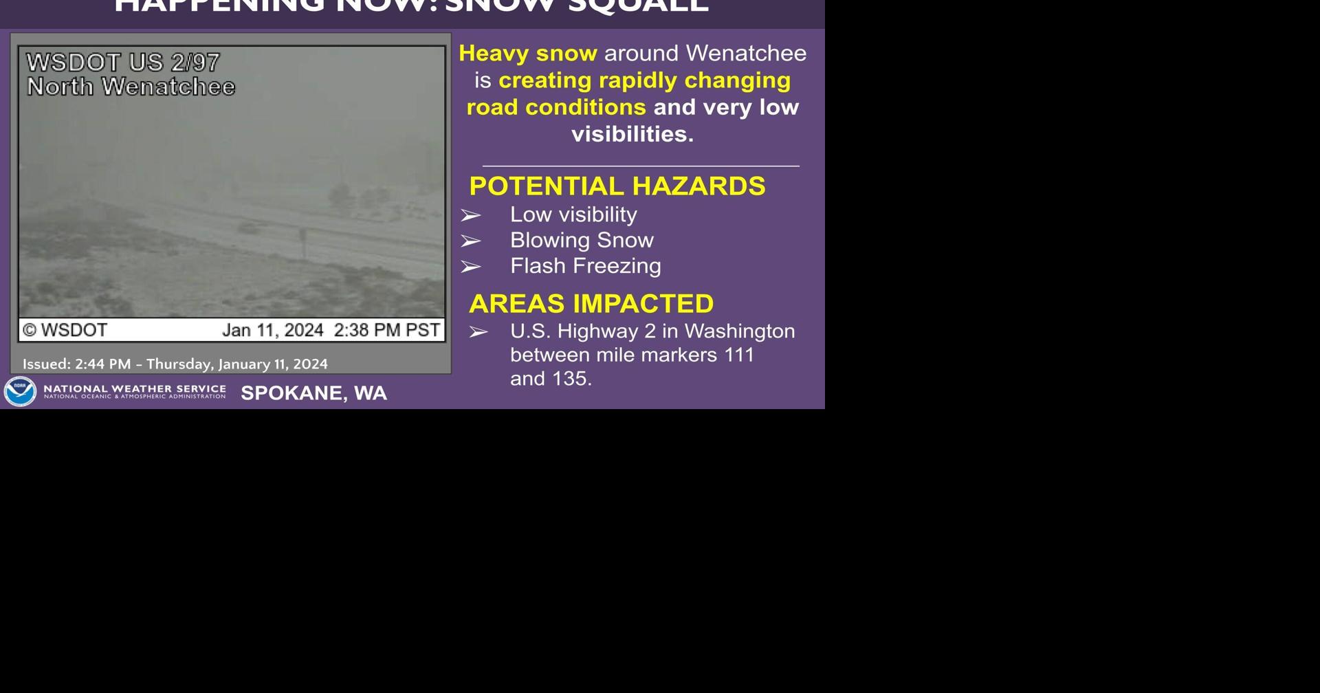 National Weather Service warns of 'snow squall' conditions News