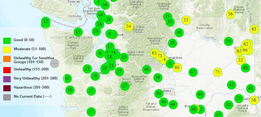 Wenatchee Air Quality Measured At Moderate But Still The Worst In The