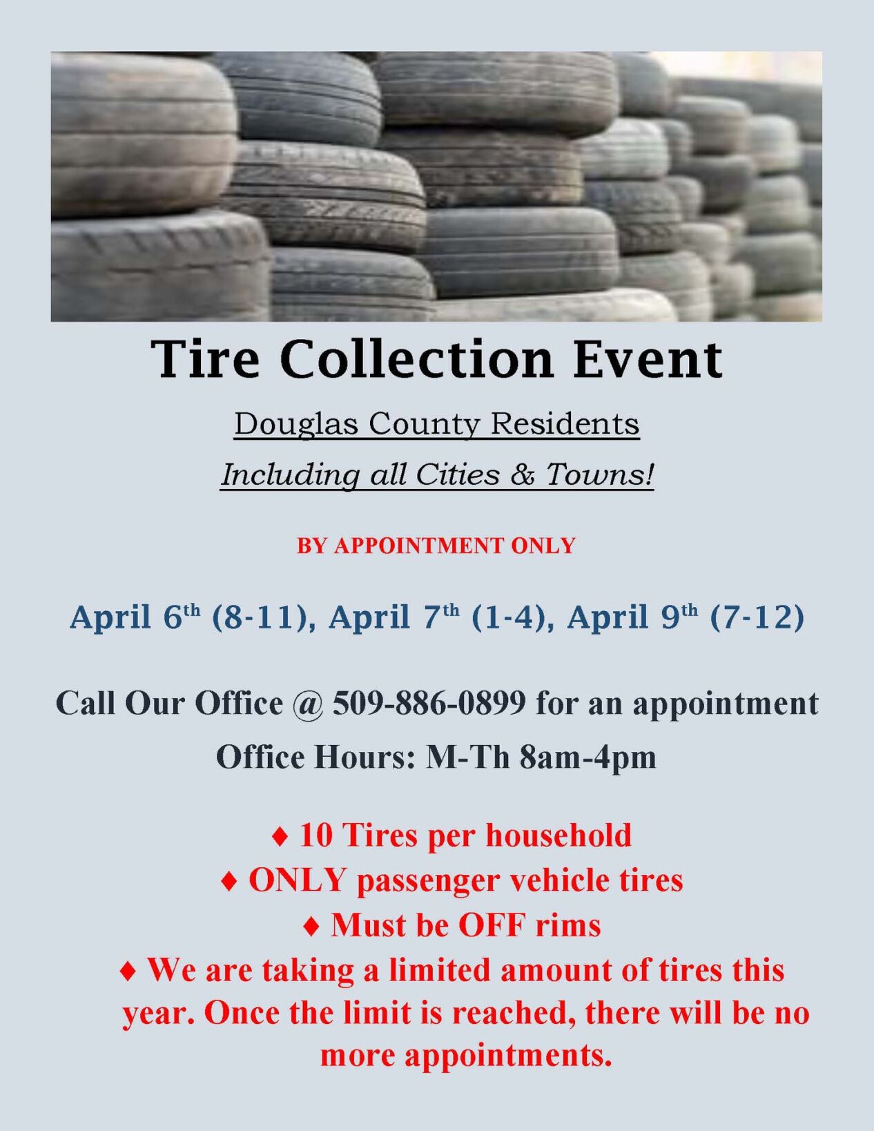 Douglas County has household hazardous waste, tire collection events