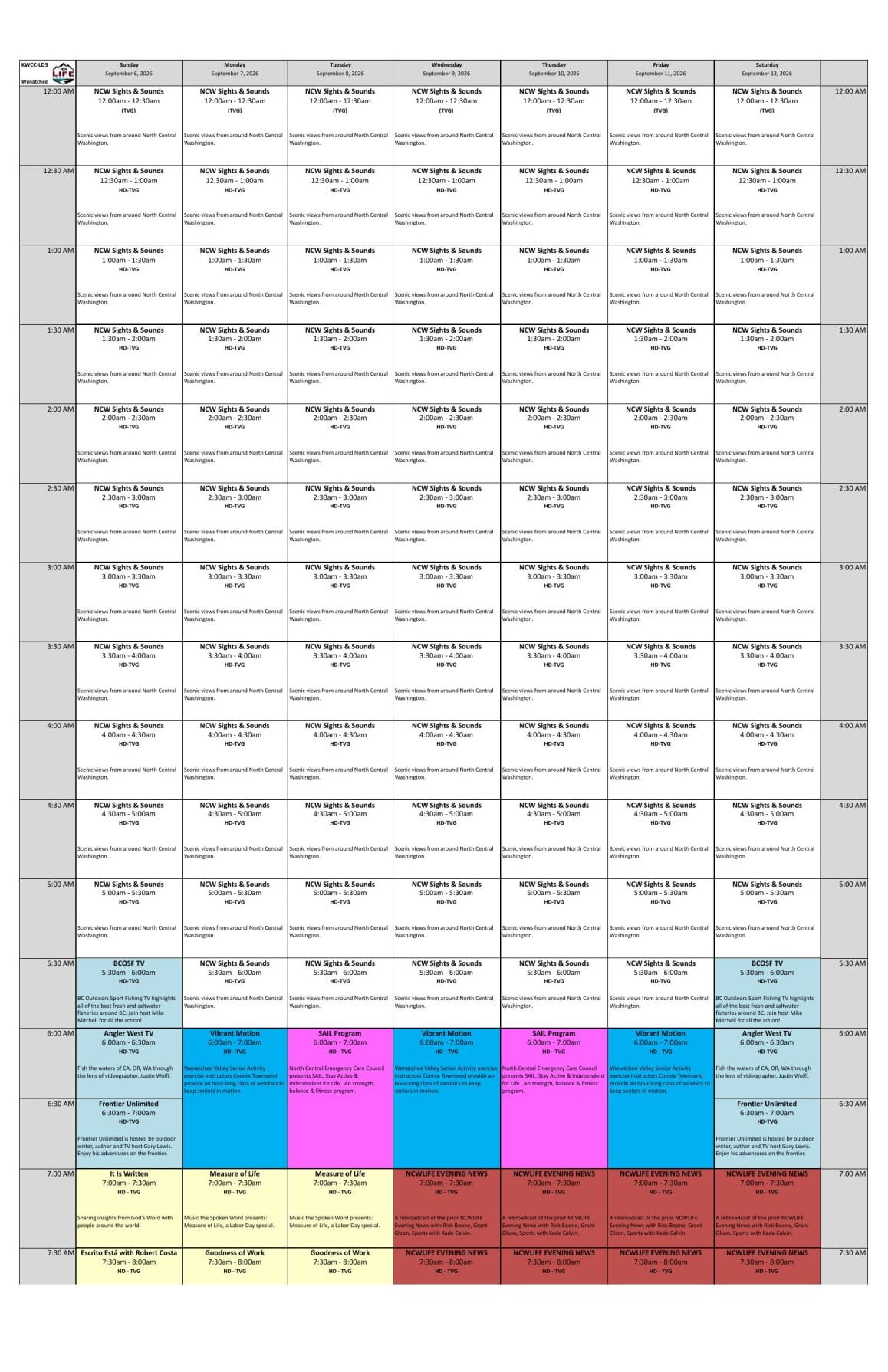 Cool Man.pdf NCWLIFE Program Guide Week of September 6, 2026 | TV Guide | ncwlife.com