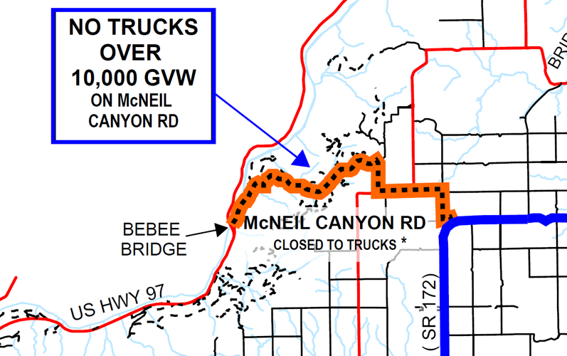 McNeil Canyon Road closes to vehicles over 10,000 pounds News