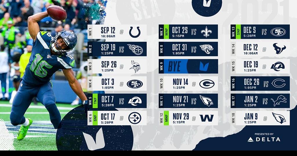 Seahawks schedule includes 5 prime time games in 2021