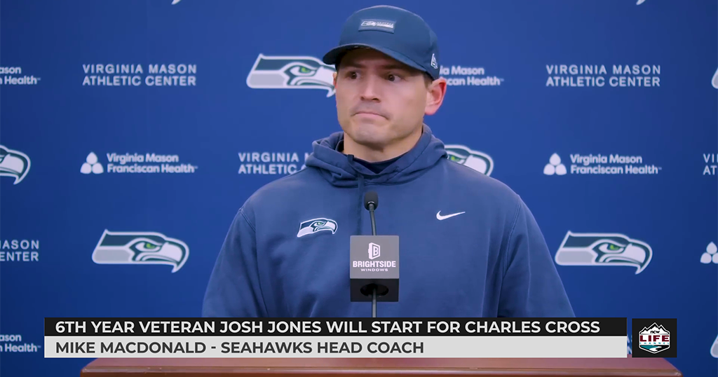 Mike Macdonald on left offensive tackle 2025-12-18