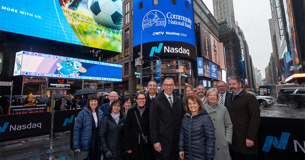 Community National Bank Representatives Ring the Nasdaq Bell in New York