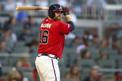 Former Braves Brian McCann, Evan Gattis kick off Astros' World Series with  ceremonial first pitch, Sports