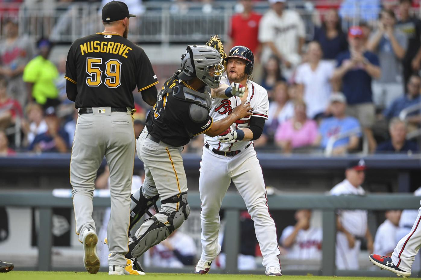 Josh Donaldson of the Atlanta Braves in action against the New