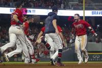 Atlanta Braves' Ronald Acuña Jr., heads for the locker room after a baseball  game against the Washington Nationals at Nationals Park, Friday, Sept. 22,  2023, in Washington. The Braves won 9-6. (AP