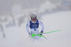 Atle Lie McGrath of Norway leads 1st run of Olympic slalom, Brazil's Lucas Pinheiro Braathen falls