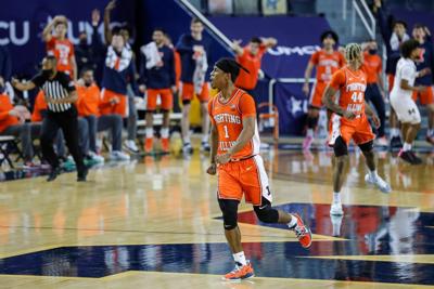 Trent Frazier celebrates Michigan