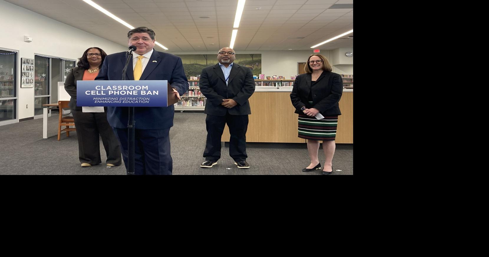 Pritzker visits Centennial to discuss proposed ban on cell phone use in ...