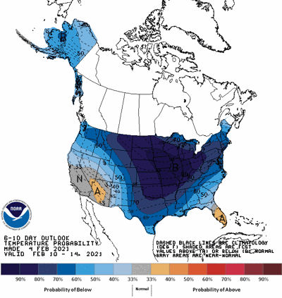 The 6-10 day temperature outlook
