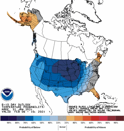 The 6-10 day temperature outlook
