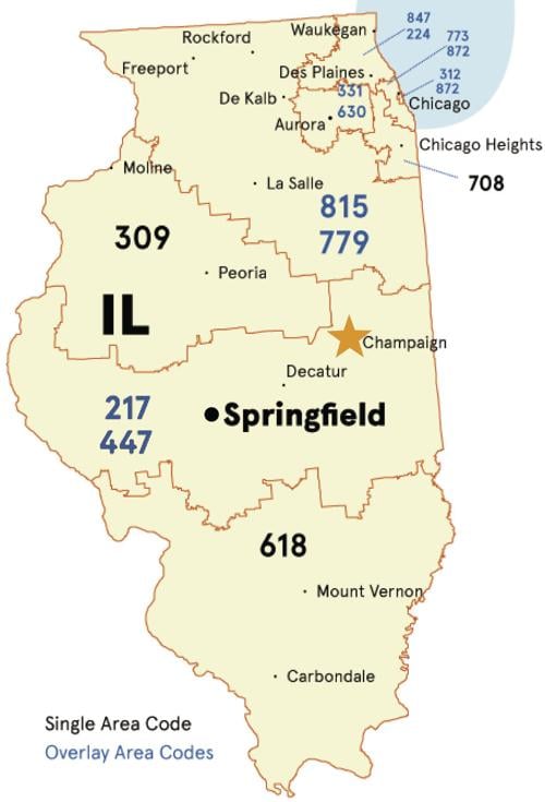 Map Of Illinois Area Codes New area code coming to central Illinois: 447 | Business | news 