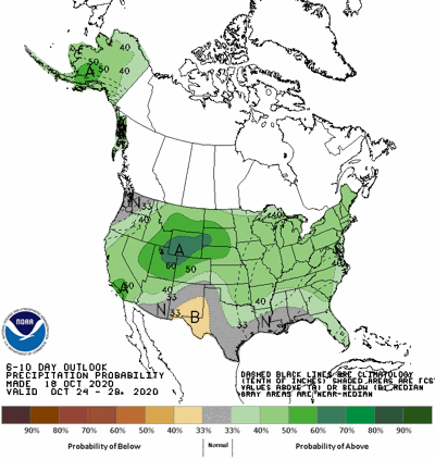 The 6-10 day precipitation forecast