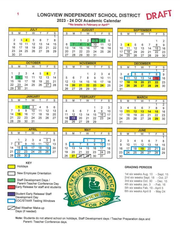 LISD proposed calendar 1