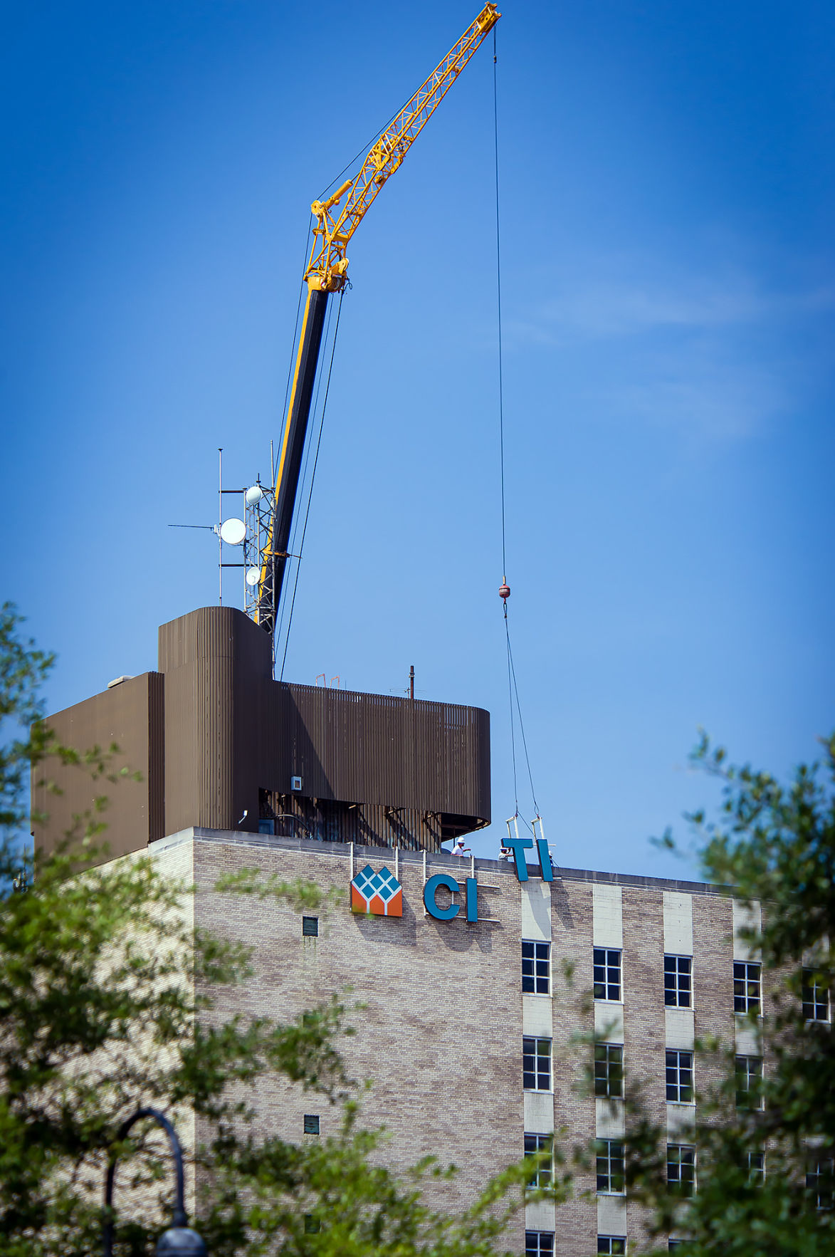 Sign on downtown Longview bank comes down to make way for