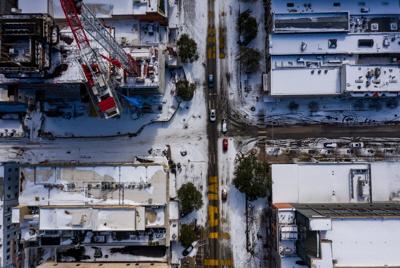 Congress Avenue in Austin during Winter Storm Uri on Feb. 16, 2021.