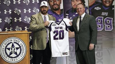 coach football head sfa stephen austin journal colby introduced team
