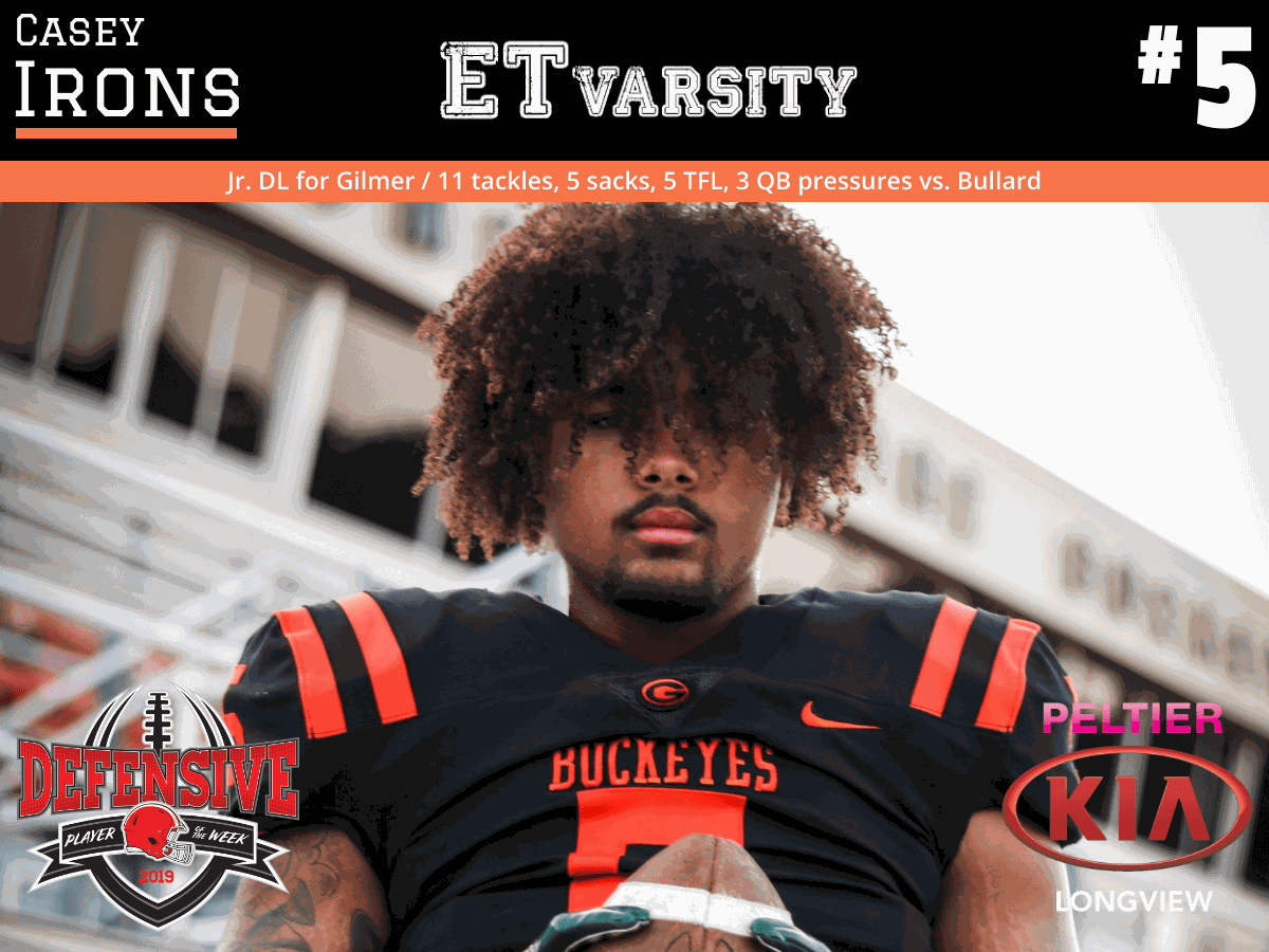 Week 6 2019 Defensive Player of the Week: Casey Irons, Gilmer