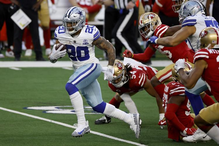 Pollard scores 2 with Elliott out, Cowboys beat 49ers 41-33