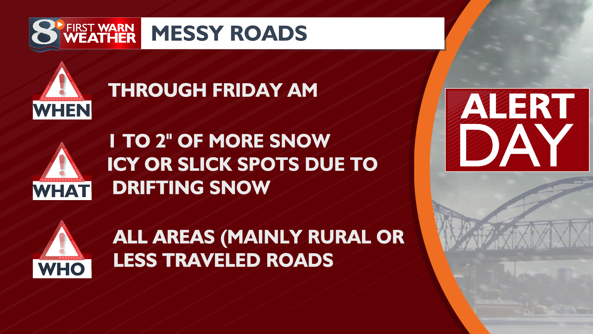 ALERT DAY Conditions Continue Tonight Due To Messy Road Conditions ...