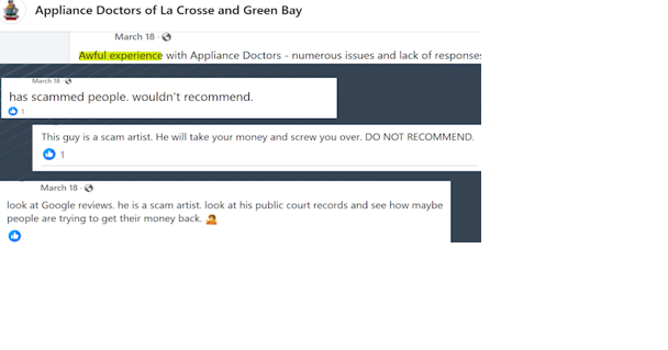 La Crosse County customers claim they're all getting scammed by the same appliance repair business