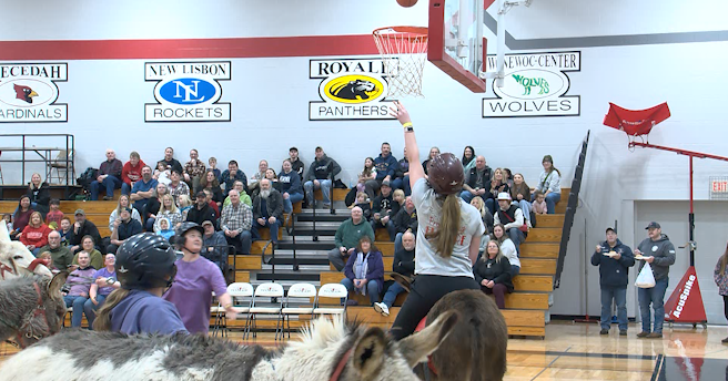 Unique fundraiser at Bangor High School features donkey basketball