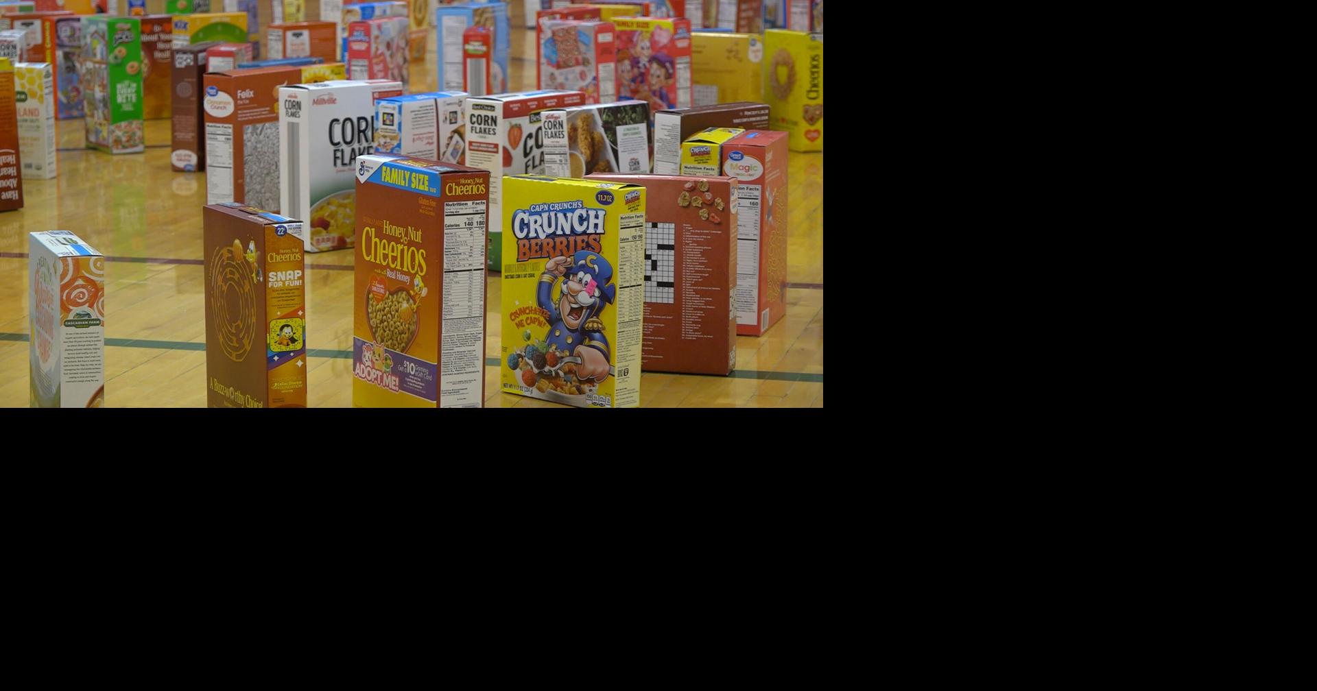 Cashton Elementary students wrap up cereal box domino challenge, donate