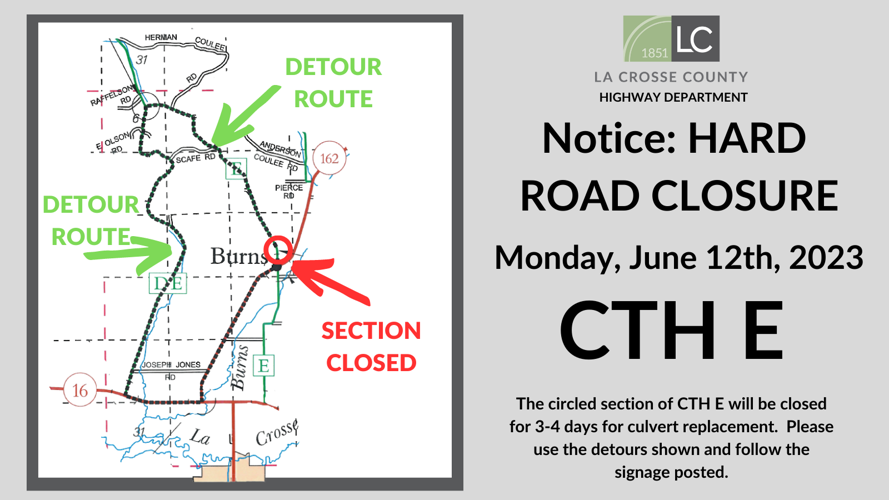 La Crosse County Highway Dept. shares update on road closures and