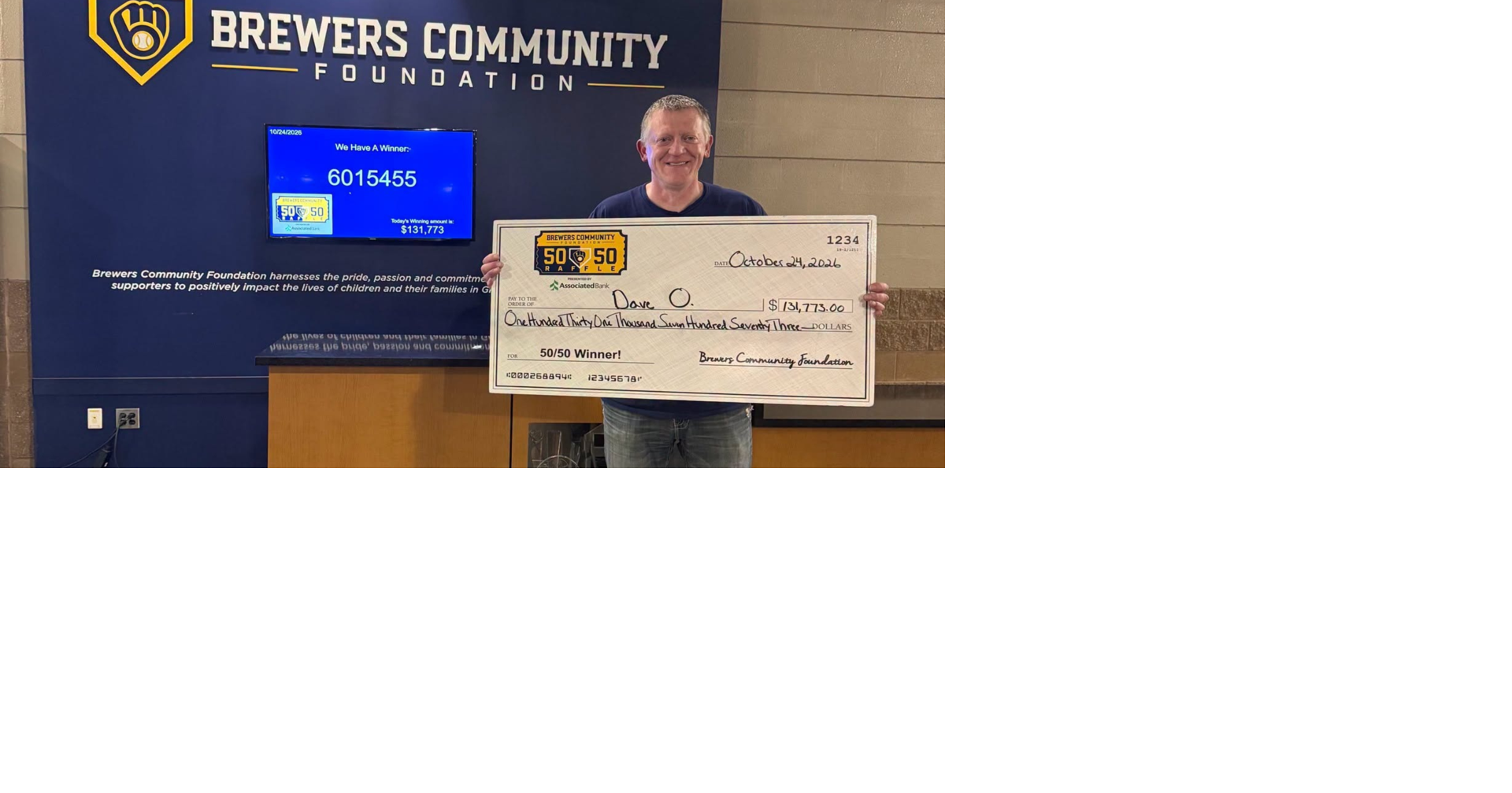 Eau Claire Memorial High School principal wins $131K in Brewers World Series 50/50 raffle Oct 26, 2026 6 mins ago