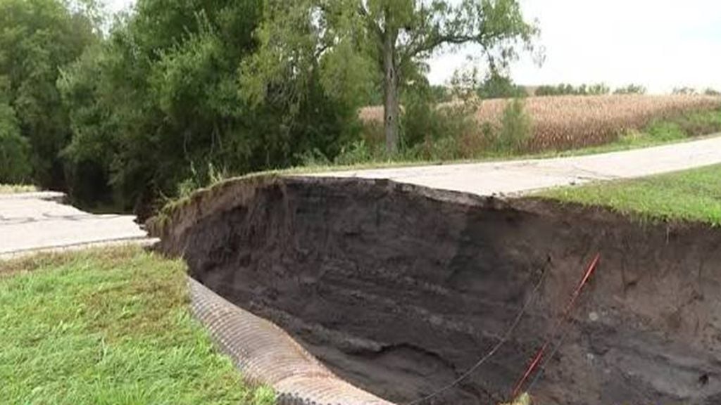 Missing man may have driven over collapsed road in Iowa, after
